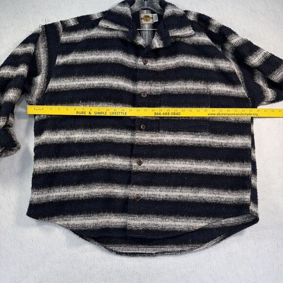 Vintage Earth Ragz Woven Blanket Jacket Men's Sz Large Striped Black Baja - Picture 7 of 12